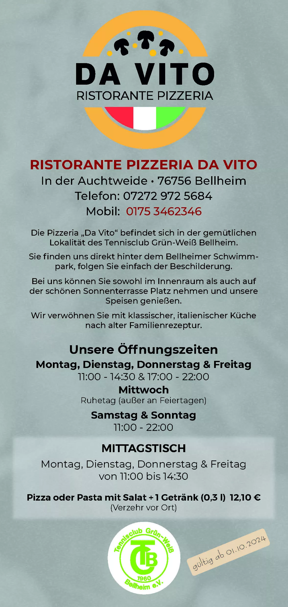 Pizzeria Da Vito - Abholkarte, Lieferservice