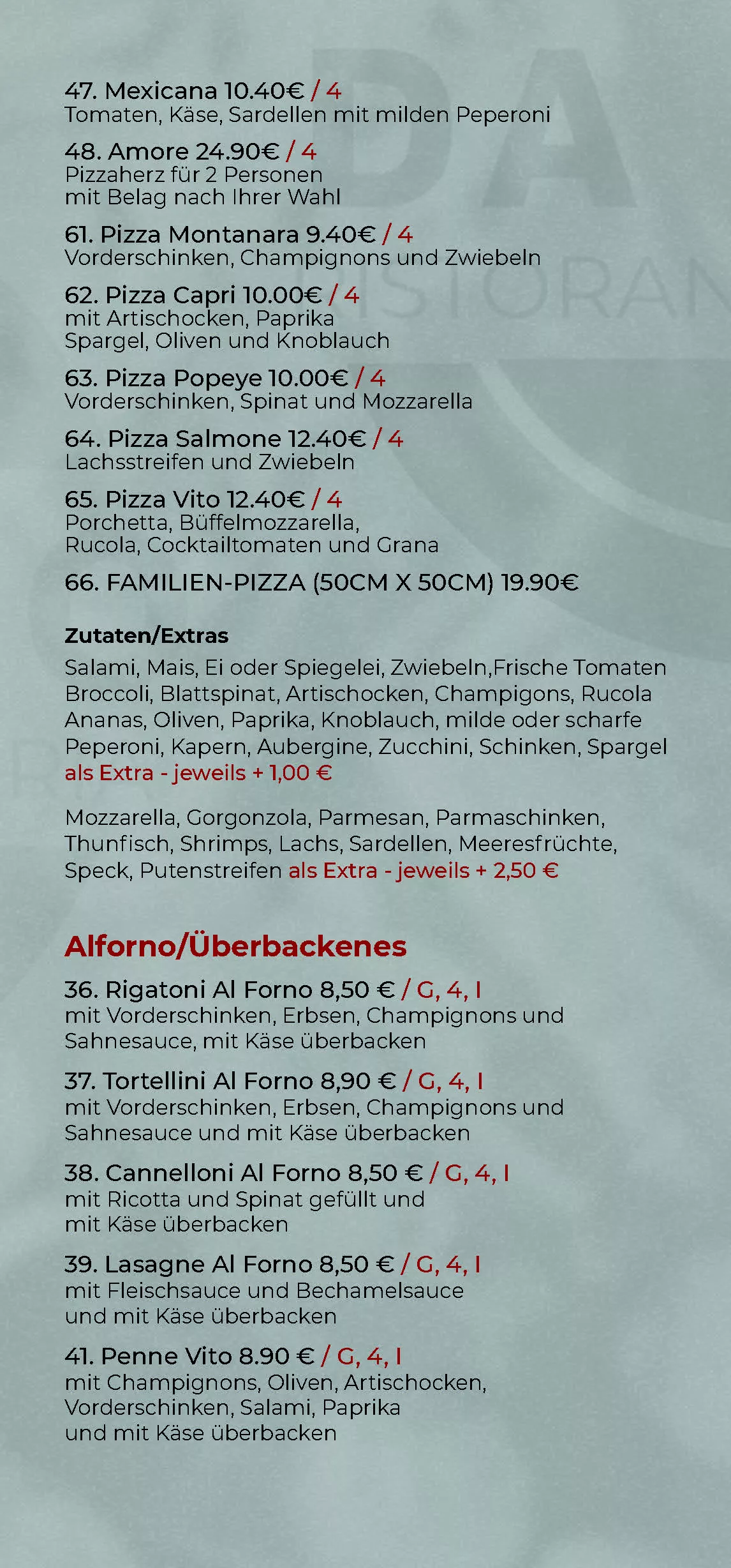 Pizzeria Da Vito - Abholkarte, Lieferservice